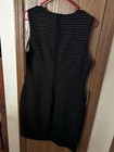 Calvin Klein Black Striped Sleeveless Sheath Dress Size 12 Knee Length Lined