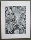 Ink Gel Pen Drawing Art Abstract 9x12  Original Doodle Signed Hand Drawn Matted