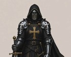 Medieval Black Knight Armor Set With Gold Cross  Crusader Costume  Hooded Cape