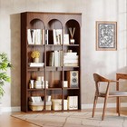 71 tall Arched Bookcase  5-tier Freestanding Mid-century Modern Wooden Bookshelf