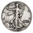 90  Silver Walking Liberty Halves  10 20-coin Roll  xf 