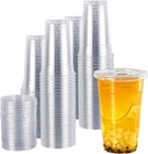 Plastic Cups With Lids  24 Oz 100cups 100flat Lids  clear Crystal Disposable    