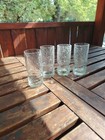 Vtg Mid-century Crackled  Ice Glass Italian Design Water Glasses Set Of 4