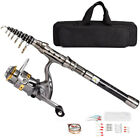 2 1m Telescopic Carbon Fiber Fishing Rod Pole Reel Combo Sea Saltwater Freshwate