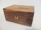 Antique Wooden Box Old Wood Victorian Case Tub Crate Brass Inlay Vintage 12 w