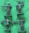 Vintage Mpc Medieval Knights Silver Plastic 1 25    H Lot Of 4