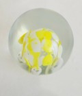 Vintage Yellow Art Glass Paperweight Hand Blown Murano Art Style Glass 2 5  Tall