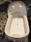 Delta Children Oval Bassinet Canopy Mesh Sides Music Vibration White gray