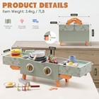 Wooden Kids Grill Playset With Play Kitchen Accessories  Pretend Play Toys Fo   