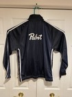 Vintage Pabst Blue Ribbon Beer Jacket Long Sleeve Mens Large Navy W white Stripe