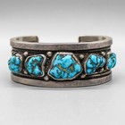Vintage Navajo-sterling Silver   Natural Turquoise Cuff Bracelet-native American