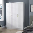 Stylish White 3-door Wardrobe With Hanging Rod   Storage Cubes - 69 6  H