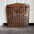 Vintage Wooden Thimble Case Plexiglass Front Cover Hangs On Wall 100 Cubbies