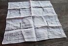 Lovely Vintage Linen Embroidered Open Cutwork Hand Hemstitched Handkerchief