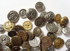 74 Vintage Antique Metal Collector Buttons Lot Heraldic Uniform Etc 52372