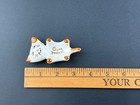 Vintage Gum Parker Ceramic Kitty Cat Figurine Gum Holder White Brown Circa 1960s