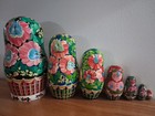 7 Piece Hand Painted Russian Matryosha Wooden Nesting Doll Set Fairy Tales Theme
