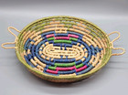 Lot Of 2 Vtg Hand Woven Natural Coiled Southwestern Shallow Baskets W handles