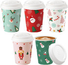 Disposable Coffee Cups Paper 8 Oz 50 Pack White Lids Leak Proof Hot Cold