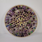 Stained Glass Mosaic Art Glass Tile Plate Purple Blue Green Contemporary Vtg Euc