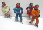Vintage Christmas Winter Display Scene Barclay Lead Figurine Lot Skater Skier Bb