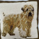 Wheaten Terrier Needlepoint Dog Throw Pillow Wool Cushion 10in Handmade Velvet