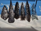 Lot Of 6 Obsidian Arrowheads  5 6 and 7 In Long