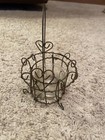 Vtg Metal Basket Glass Tea Light Holder 
