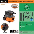 4 Gallon 6 0 Peak Horsepower Handheld Vac Wet Dry Shop Vacuum Home Cleaner