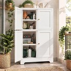 42 7  White Storage Cabinet With 4 Doors And 2 Adjustable Shelves