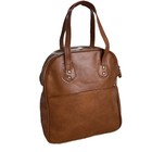 Vintage 70s Travel Satchel Bag Purse Tan Zippers Top Handle Clsssic Retro Style