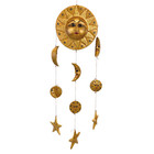 Celestial Sun Moon Stars Hanging Mobile Hand Carved Wood Bali Folk Art Beige