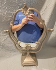 Vintage Victorian Style Silver Swivel Large Vanity Mirror  18x13 5 In Heavy  