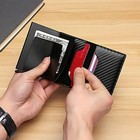 Carbon Fiber Slim Id Credit Card Holder Rfid Blocking Leather Fiber Mens Wallet