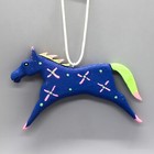 Navajo Folk Art-blue Horse Christmas Ornament By Ray   Orleen Lansing