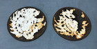 Antique Vintage Pair Shabby White Cast Iron 6  Hearts Medallions Old 543-25b