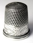 Antique Simons Bros  Sterling Silver Thimble     abstract Flower    Design  C1910s