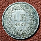 1958 Switzerland 1 Franc Silver Coin Au Km 24