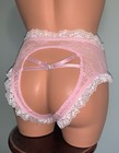 New Sheer Soft Lace Panties Crotchless Bikini Panty L 7  Rhinestone Accents