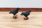 Dollhouse Crows Or Ravens Birds Set Of 2 Large 1 5 8  Long 1 12 Scale Miniature