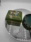 Set Of 2 Antique Cloisonne Box Inlaid Jade And Ash Tray  Copper Hand Painted