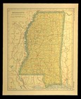 Antique Map Of Mississippi Railroad Map Wall Art Rare Old Original Vintage