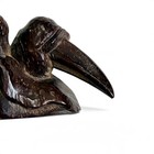 Vintage Carved Wood Bird Figurine  1 75  Crane Heron Waves Asian Miniature