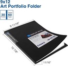 Sooez 30-pocket Binder With Plastic Sleeves 9x12 Black  Heavy Duty Art Portfo   