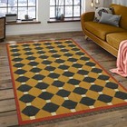 Large Wool Jute Area Rug 7x10 Kilim Rug - Yellow Black Natural Wool Jute Hand