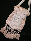 Victorian 19th C Beautiful Ruched Silk Wedding Chatelaine Purse For Dress