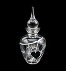 Vintage Art Glass Perfume Bottle Clear Blue Heart Design Hand Blown Stopper 6   