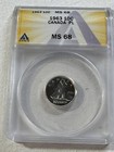 1963 Canada 10 Cents Proof Like Silver Coin Graded Ms 68 By Anacs