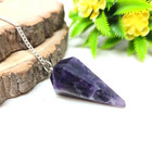 Set Of 2 Amethyst Crystal Pendulums   Natural Dowsing Tools For Chakra   Reiki