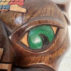 Vintage Mcm Mayan Handcarved Wood Jaguar Panther Head Folk Art Rare